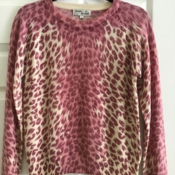 Marc Allan various shade of pinks and cream animal print sweater size S - Picture 1 of 8